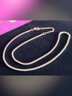 Charlotte & Lexi Cubic Zirconia 14KT Gold Plated Tennis Necklace NIB